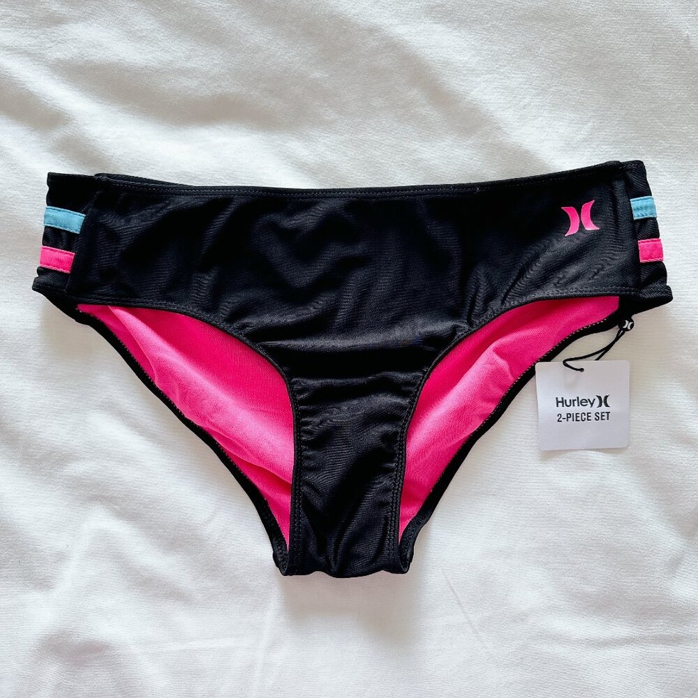 $2 Hurley Black bikini bottoms NWT size XL age 13-15 years